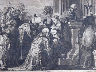 JAN VAN TROYEN (1610-cca 1666) - KLANĚNÍ TŘÍ KRÁLŮ PODLE PAOLO VERONESE