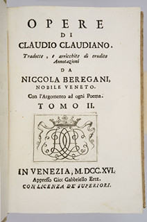 Claudius Claudianus (370-406) - OPERE DI CLAUDIO CLAUDIANO