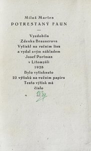 Miloš Marten (1883 - 1917) - Potrestaný faun : pohádka od Miloše Martena