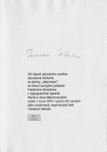 Jaroslav Seifert (1901 - 1986) - Kytička fialek / Jaroslav Seifert ; tři suché jehly Vladimír Komárek
