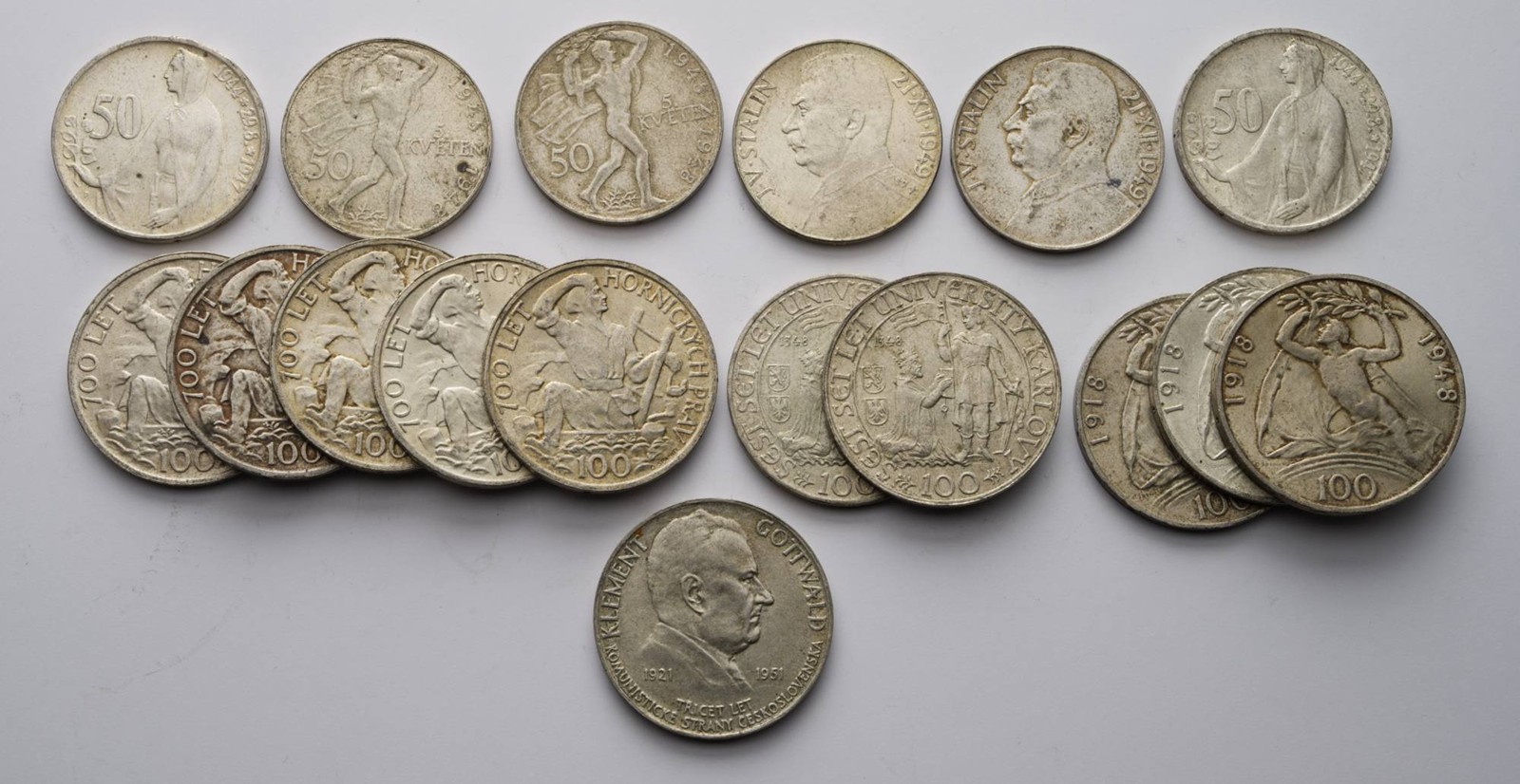 SOUBOR STŘÍBRNÝCH PAMĚTNÍCH MINCÍ - 17 KS