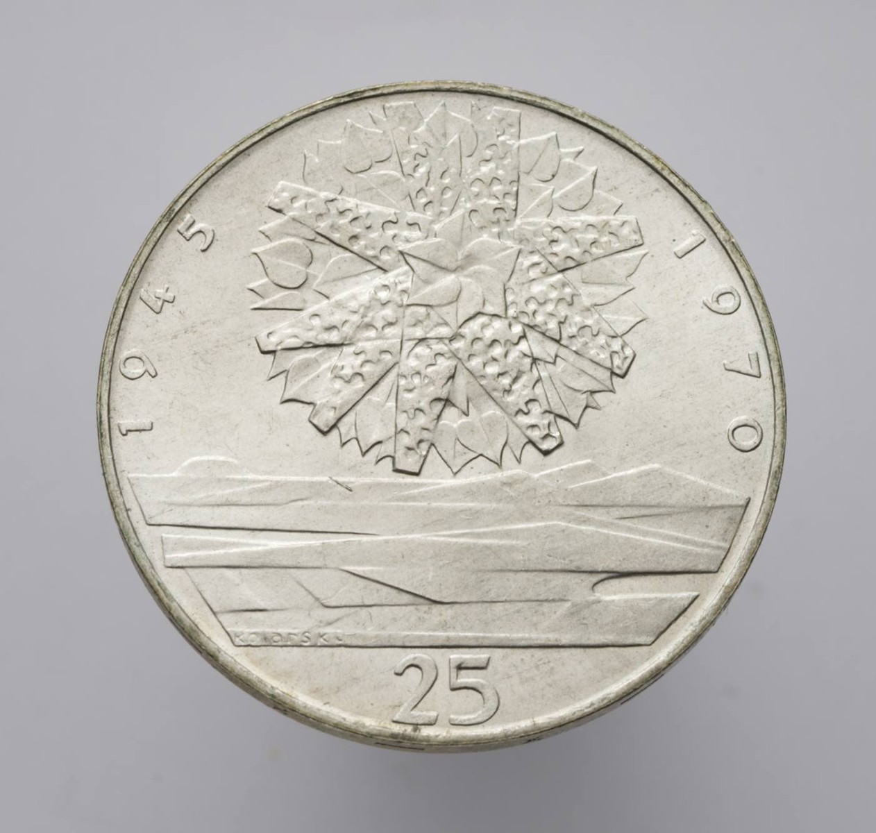 STŘÍBRNÁ 25 KORUNA 25. VÝROČÍ OSVOBOZENÍ