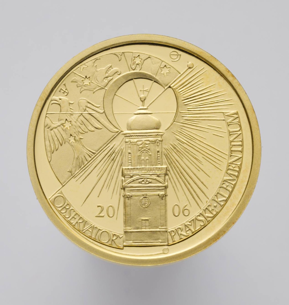 ZLATÁ PAMĚTNÍ MINCE NKP KLEMENTINUM - OBSERVATOŘ Z CYKLU KULTURNÍ PAMÁTKY TECHNICKÉHO DĚDICTVÍ