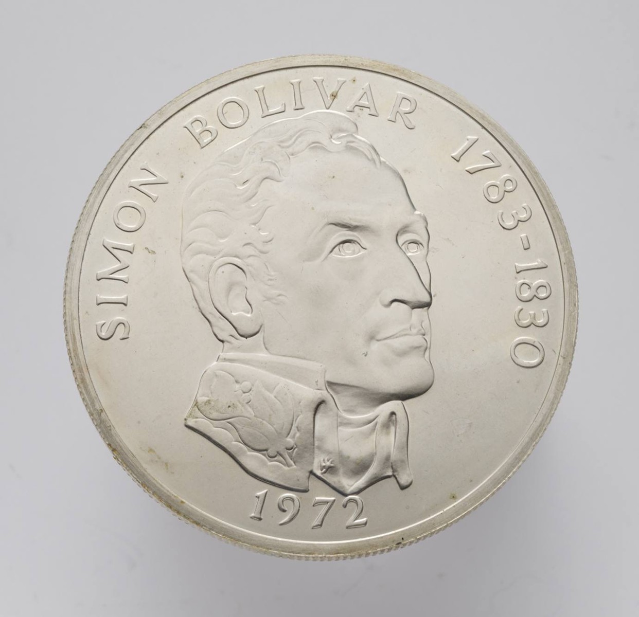 STŘÍBRNÁ PAMĚTNÍ MINCE 20 BALBOAS - SIMÓN BOLÍVAR