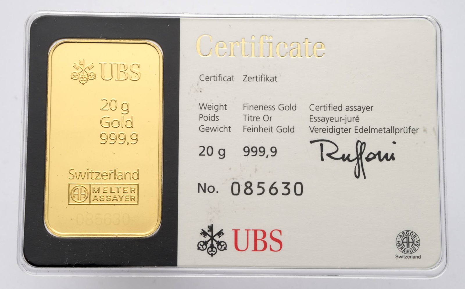 INVESTIČNÍ ZLATÝ SLITEK UBS KINEBAR