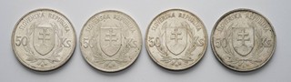 4 STŘÍBRNÉ 50KORUNY JOZEF TISO