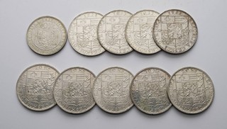 SOUBOR STŘÍBRNÝCH 20 A 10KORUN - 10 KS