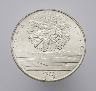 STŘÍBRNÁ 25 KORUNA 25. VÝROČÍ OSVOBOZENÍ