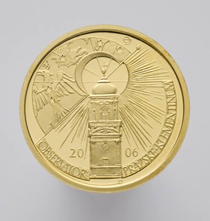 ZLATÁ PAMĚTNÍ MINCE NKP KLEMENTINUM - OBSERVATOŘ Z CYKLU KULTURNÍ PAMÁTKY TECHNICKÉHO DĚDICTVÍ