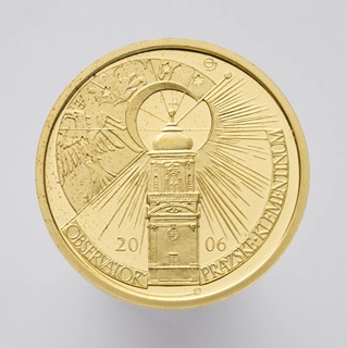 ZLATÁ PAMĚTNÍ MINCE NKP KLEMENTINUM - OBSERVATOŘ Z CYKLU KULTURNÍ PAMÁTKY TECHNICKÉHO DĚDICTVÍ