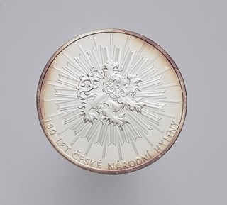 STŘÍBRNÁ VÝROČNÍ MEDAILE 180 LET ČESKÉ NÁRODNÍ HYMNY