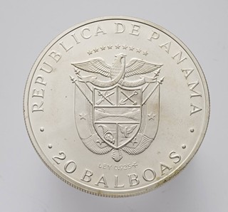 STŘÍBRNÁ PAMĚTNÍ MINCE 20 BALBOAS - SIMÓN BOLÍVAR