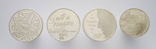 4 STŘÍBRNÉ MINCE 50 GULDEN A 10 GULDEN