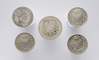 SOUBOR 5 STŘÍBRNÝCH OBĚŽNÝCH MINCÍ