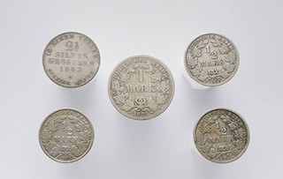SOUBOR 5 STŘÍBRNÝCH OBĚŽNÝCH MINCÍ