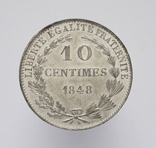 10 CENTIMŮ - CÍNOVÁ ZKUŠEBNÍ RAŽBA - VZOR MONTAGNY - VAR. 1