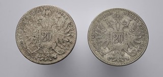 DVOJICE STŘÍBRNÝCH 20KREJCARŮ