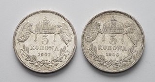 2 STŘÍBRNÉ 5KORUNY