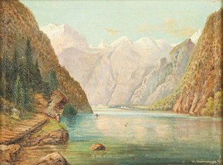 Vilém Ströminger (1845-1901) - Alpská krajina s jezerem