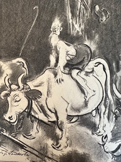 Josef Loukota, 1879 - 1967 - Karikatura Jezdec na dobytku
