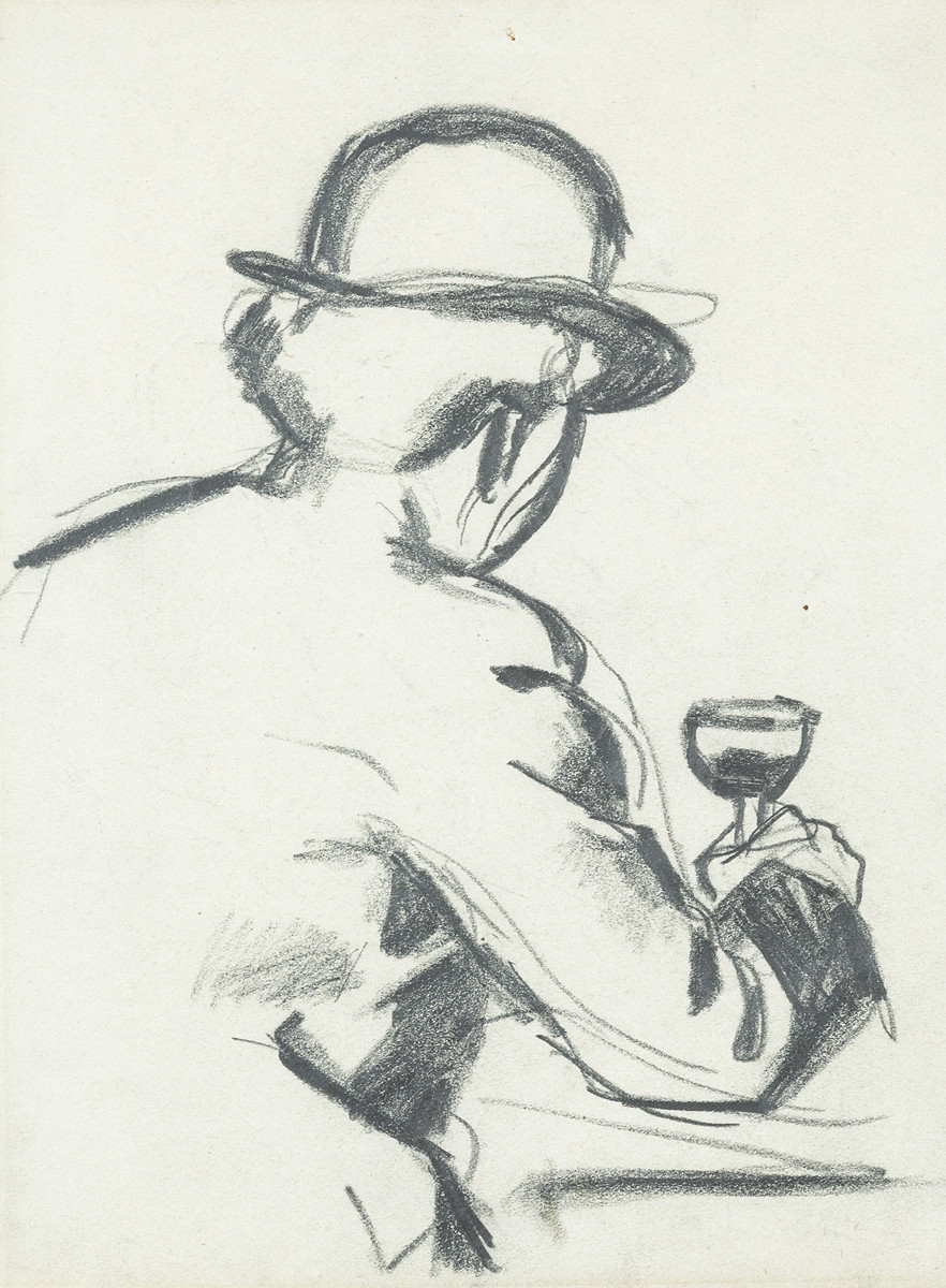 Study of a man with a glass of wine