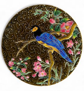 Secesní keramický talíř Papoušek - Schütz Cilli (Blansko)