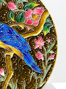 Secesní keramický talíř Papoušek - Schütz Cilli (Blansko)