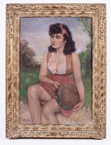 JOSEF ŽENÍŠEK ( 1855 - 1944) - SEDÍCÍ DÍVKA