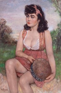 JOSEF ŽENÍŠEK ( 1855 - 1944) - SEDÍCÍ DÍVKA
