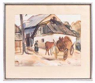 FRIEDA SALVENDY (1887 - 1968 ) - POVOZ NA VÝCHODOSLOVENSKÉM VENKOVĚ