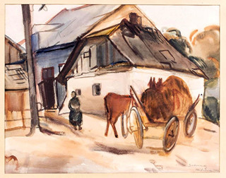 FRIEDA SALVENDY (1887 - 1968 ) - POVOZ NA VÝCHODOSLOVENSKÉM VENKOVĚ
