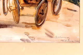 FRIEDA SALVENDY (1887 - 1968 ) - POVOZ NA VÝCHODOSLOVENSKÉM VENKOVĚ
