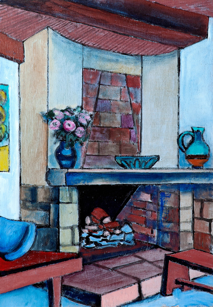 Josef Šolc (1905 - 1994) - Interiér s krbem II.