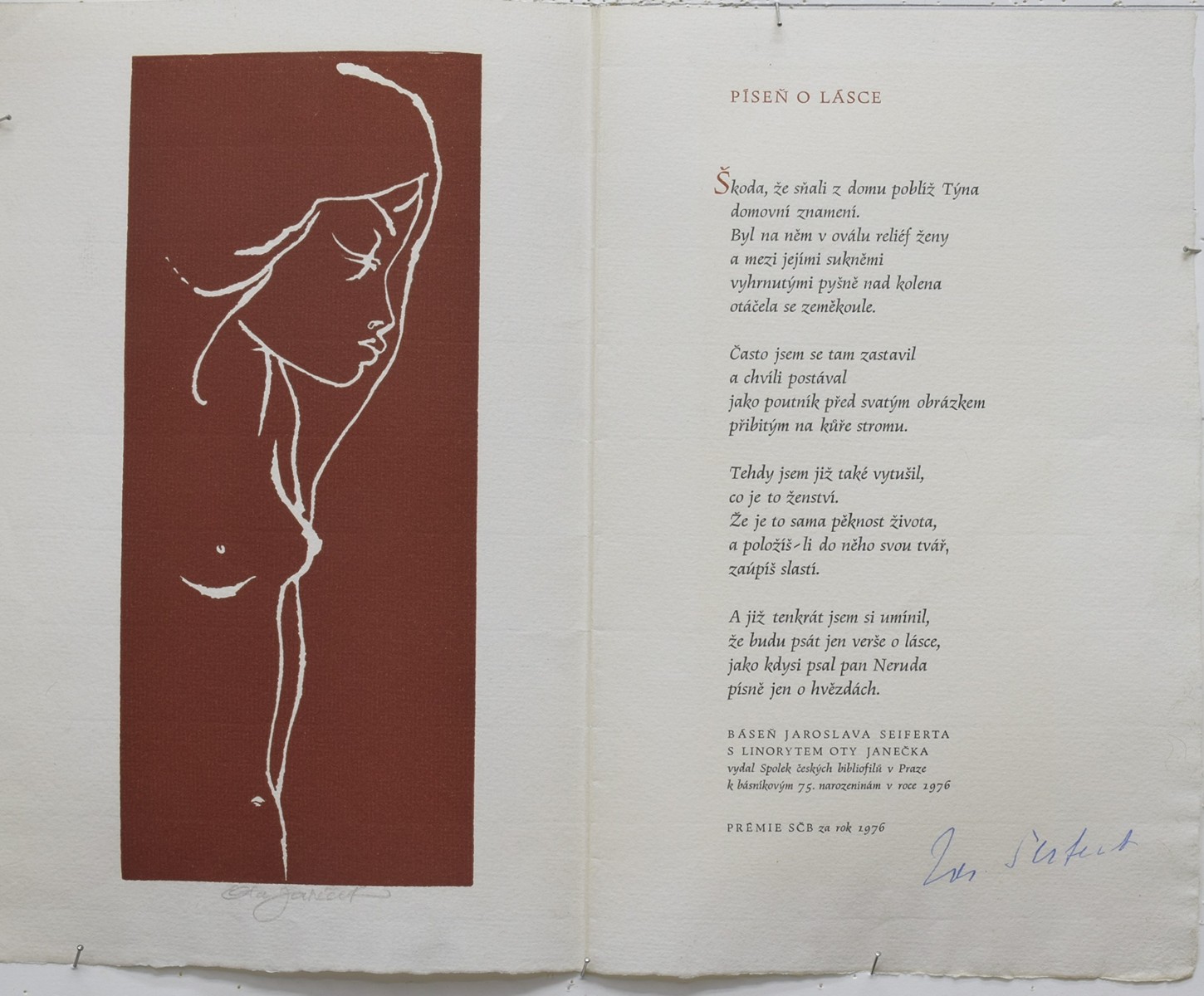 JANEČEK Ota (1919-1996) – Jaroslav Seifert - Píseň o lásce