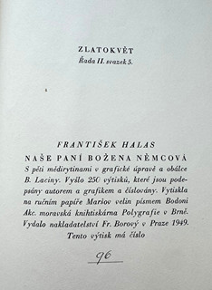 Bohdan Lacina (1912 - 1971) - F. Halas, Naše paní Božena 

Němcová