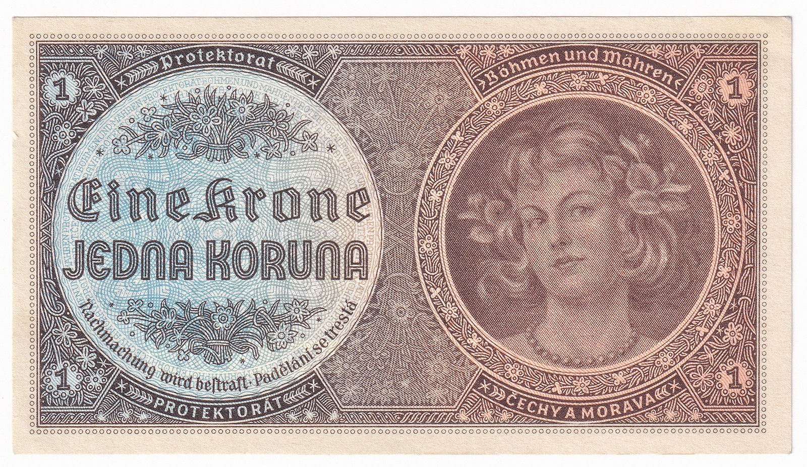 1 Koruna Protektorát Čechy a Morava bez data (1940)