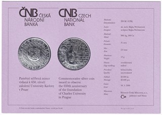 Stříbrná mince 200 Kč 1998 - Karel IV.