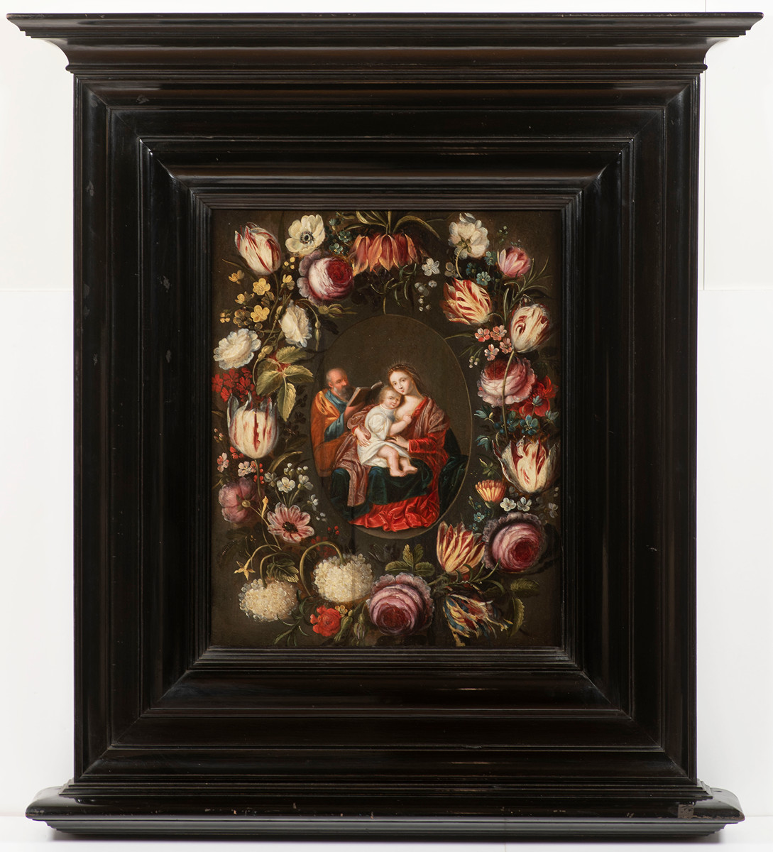 Jan Brueghel the Younger (1601-1678) and Pieter van Avont (1600-1652), attributed to. - THE HOLY FAMILY IN A WREATH OF FLOWERS