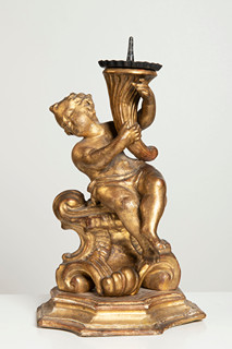  ‘Candlestick angel with cornucopia’ on pedestal, northern Italy 18th century
