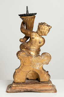  ‘Candlestick angel with cornucopia’ on pedestal, northern Italy 18th century