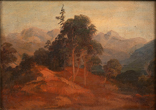 Carl Rottmann (1797 – 1850)  attributed to - ROCKY LANDSCAPE WITH TREES