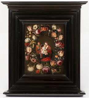 Jan Brueghel the Younger (1601-1678) and Pieter van Avont (1600-1652), attributed to. - THE HOLY FAMILY IN A WREATH OF FLOWERS