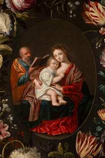 Jan Brueghel the Younger (1601-1678) and Pieter van Avont (1600-1652), attributed to. - THE HOLY FAMILY IN A WREATH OF FLOWERS