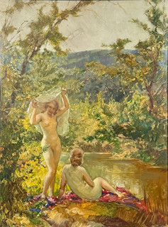 Oldřich Blažíček (1887 - 1953) - Dívky na břehu řeky