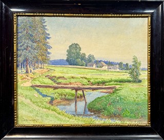 Jindřich Bubeníček 1856 - 1935 - Krajina s mostkem