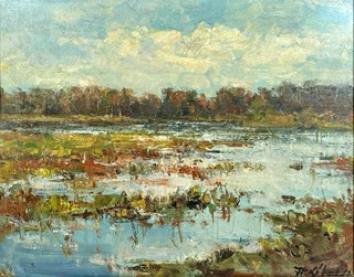 František Líbal (1896 - 1974) - Večerní osvětlení na Kapřím rybníku