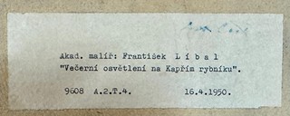 František Líbal (1896 - 1974) - Večerní osvětlení na Kapřím rybníku