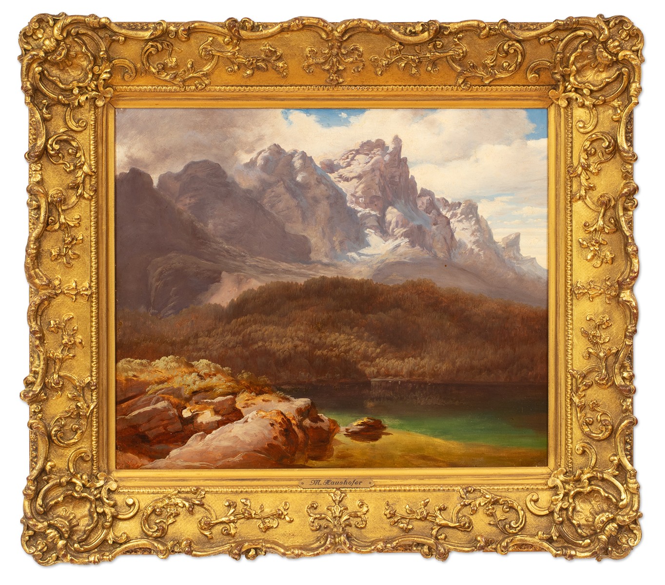 Maximilian Haushofer (1811 - 1866) - Alpská krajina s jezerem Eibsee