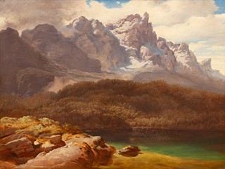 Maximilian Haushofer (1811 - 1866) - Alpská krajina s jezerem Eibsee