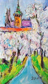 Josef Dlabal (1920 - 2004) - Pohled na Pražský hrad